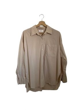 XiRENA 100% Cotton Button-Down Shirt | Size XS | Made in USA | Neutral Beige